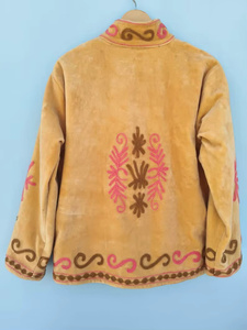 Blouson Bomber en Velours Brodé Floral Suzani Réversible Style Bohème Vintage Court Taille Unique Ethnique Été Automne Hiver Coton - Product Image 3