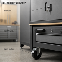 Armoire de rangement mobile en acier laminé à froid de qualité industrielle avec tiroirs verrouillables, capacité de charge de 200 kg, idéale pour l'entrepôt (OEM)