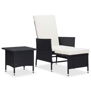 Grande Set di Mobili da Giardino in Polyrattan Nero e Bianco Crema - Product Image 1