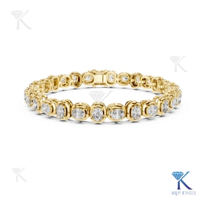 Elegant 4.00 X 3 Oval Cut Cushion Bezel Set Diamond Tennis <b>Bracelet</b> 14K <b>Solid</b> Gold Unisex Luxury Jewelry for Party Gift - Product Image 5