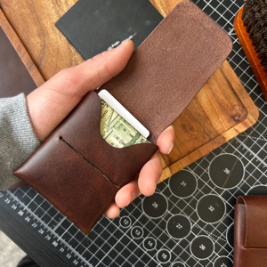 Cartera de Cuero Genuino Premium sin Costuras, Tarjetero Delgado Minimalista sin Costuras, Monedero para Hombre con Bolsillo Frontal, Compra al por Mayor SLW-0002 - Product Image 6