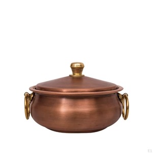 Copper Casserole Pot With Stainless Steel Lid Round Hammered Design Durable For Gas And Induction Cooker - Product Image 4