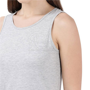 Débardeur en coton gris tricoté pour femme, col rond, couleur unie, respirant, longueur normale, pour un usage quotidien - Product Image 5