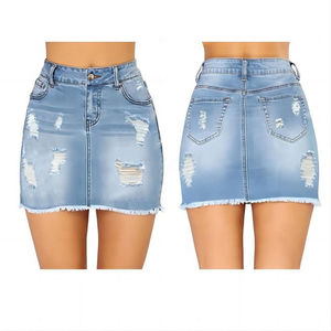 Jupes en denim semi-extensible délavées à l'acide, style cargo, avec ceinture cargo classique et multiples poches, tendance 2026 HSI - Product Image 4