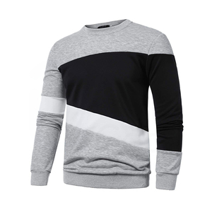 Sweat-shirt à col rond pour homme, coupe classique, en tricot de polyester et coton, style color block, vêtements décontractés d'automne - Product Image 1