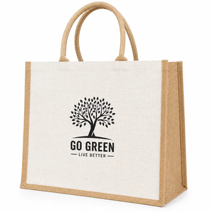 Bolsa de Compras de Yute Laminado, Ecológica, Grande, Reutilizable, con Asas de Cuerda, Logotipo Personalizado, Impermeable, para Compras, Venta al Por Mayor - Product Image 1