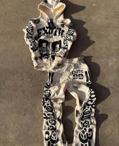 ชุดกีฬาผู้ชายคุณภาพสูงแบบย้อมสีเอซิด พิมพ์ลายกางเกงวอร์มและเสื้อฮู้ดดี้ สำหรับผู้ชาย Habillement Homme Complet 2026 - Product Image 5