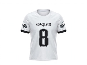 Camiseta de Fútbol Blanca Sublimada Personalizada con Logotipo de Águila Número Ocho para Hombre, Ropa Deportiva de Manga Corta, Transpirable, al por Mayor - Product Image 1