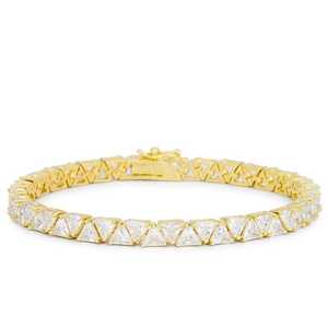 Pulsera de Moissanita VVS con Corte Triangular S925 de Luster Jewellery, Pulsera de Tenis con Diamantes Chapada en Oro de 18K con Engaste de Canal - Product Image 1