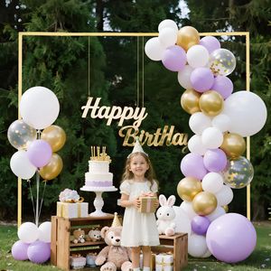 8 X 8 ft Stable Structure Easy Assembly Square Gold Metal Arch <b>Backdrop</b> <b>Stand</b> for <b>Wedding</b> & Birthday Parties - Product Image 2