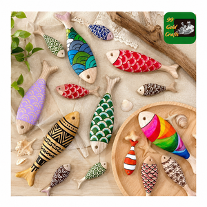 99 Gold Crafts Handmade <b>Wooden</b> Painted Fish <b>Wall</b> Hanging DIY Craft <b>Decoration</b> - Product Image 1