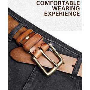 Ceinture en cuir classique vintage pour homme, ceinture de luxe en cuir véritable avec boucle à ardillon, ceinture en cuir de vachette véritable pour homme - Product Image 2