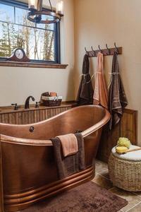 Baignoire en cuivre artisanale avec bord roulé fin, baignoire autoportante de luxe - Product Image 2