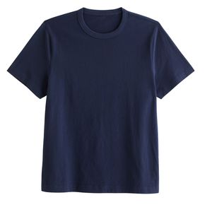 เสื้อยืดสีกรมท่าคุณภาพสูงสำหรับผู้ชาย ผ้าฝ้ายพรีเมียม คอกลม เรียบง่าย สไตล์มินิมอล รับสกรีนโลโก้ OEM เสื้อยืดลำลองแนวสตรีทแวร์ - Product Image 1