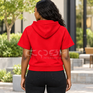 Sudadera Corta con Capucha Roja de Manga Corta para Hermanas de la Hermandad Cosh International, Color Sólido, Algodón Transpirable, Informal - Product Image 5