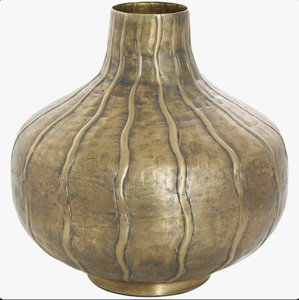 Handmade Brass <b>Vase</b> with Vertical <b>Ribs</b> Contemporary Tabletop Decorative Flower <b>Vase</b> Antique Gold Finish - Product Image 3