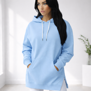 Sweat-shirt à capuche décontracté unisexe surdimensionné en molleton polycoton 300g de qualité supérieure, délavé à l'acide avec fente latérale avant, vente en gros OEM - Product Image 2