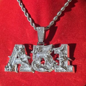 Colgante de Plata 925 con Diamantes Moissanite, Letra Brillante, Joyería Unisex Clásica de Hip Hop - Product Image 4