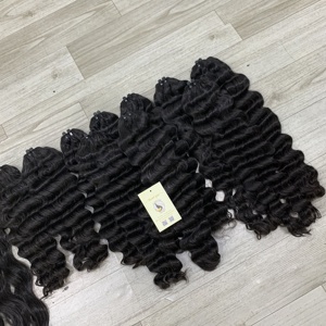 Cabello humano 100% Onda profunda Tramas de máquina de doble dibujado Cabello vietnamita crudo Paquetes negros naturales Extensiones de tramas - Product Image 4