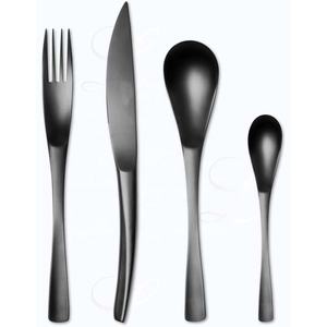 Vente en gros, couleur blanche, poignée en acier inoxydable, vaisselle de styliste argent mat, couteaux et cuillères, ensemble de fourchettes, couverts en or - Product Image 4