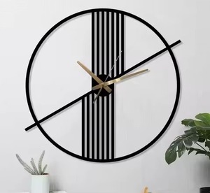 Unique Style Black Color <b>Metal</b> Wall <b>Clock</b> Analog Quartz Silent Design Minimalist Style Living Room Decoration Use <b>Metal</b> <b>Clock</b> - Product Image 5