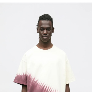 T-shirt en coton pour homme de haute qualité, col montant, épaules tombantes, coupe oversize, impression personnalisée, tie-dye, 100 % coton - Product Image 5