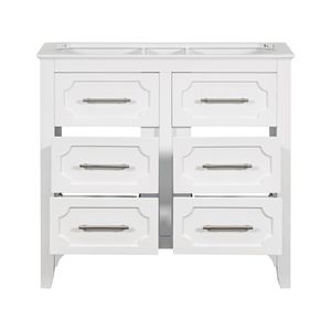 Mobile Bagno Singolo Autoportante da 36 Pollici con Struttura in Legno Massello, Quattro Cassetti e Armadietto Contenitore per Bagni Piccoli - Product Image 3