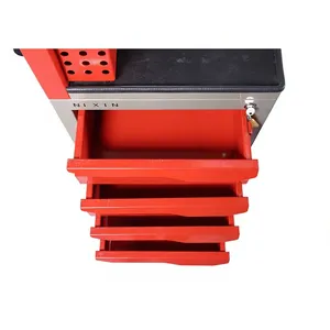 Station de travail industrielle pour le rangement d'outils avec 4 tiroirs, système de verrouillage centralisé, surface de travail et support d'écran - Product Image 6
