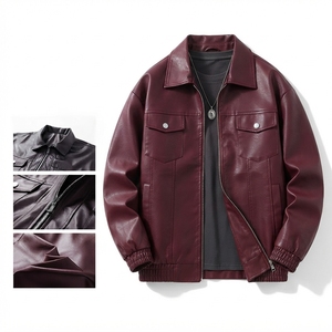 Chaqueta de Cuero PU para Hombre, Talla Grande, Estilo Motero, Resistente al Viento, Informal, para Otoño e Invierno, con Cierre, Teñida, Venta al Por Mayor, OEM - Product Image 6