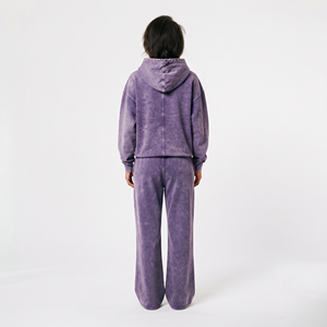 Wholesale Custom Women Tracksuit Trendy Acid Wash Track Suit Solid Color Cotton <b>Sweatpants</b> <b>Set</b> Two Piece Full Zip Manufacture - Product Image 3