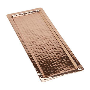 Bandeja redonda de cobre para servir, vajilla moderna de Metal martillado, bandeja redonda para servir esmalte de cobre - Product Image 2