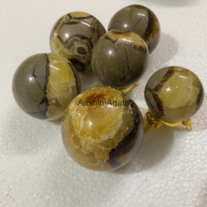 Sphère de cristal septarien naturel, nodule septarien poli, boule de pierre précieuse, pierre décorative, fournisseur en gros - Product Image 2