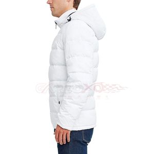 <b>Men</b> White <b>Hooded</b> Puffer Jacket Windproof Winter <b>Coat</b> Polyester Filling Oem Wholesale Bulk - Product Image 3