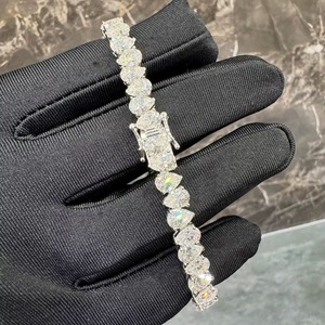 GIA Certified Moissanite Ball Charm Bracelet 925 <b>Silver</b> Plated Round Brilliant Cut Freshwater Pearl <b>Men</b> Women Hiphop Gift Jewels - Product Image 4