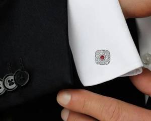 Boutons de manchette personnalisés de luxe pour hommes |   Boutons de manchette en acier inoxydable et argent sterling 925 |   Bijoux de manchette pour chemise de mariage en gros - Product Image 3