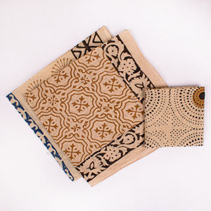 Ensemble de bandanas classiques en coton imprimé naturel fait main, style Bagru, bandanas indiens bohèmes, foulard pour le cou, accessoires pour cheveux vintage, bandana - Product Image 2