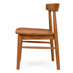 Chaise de salle à manger scandinave en teck avec dossier en forme de pont, écologique et imperméable, design moderne - Product Image 2