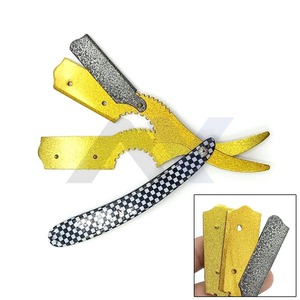 Folding Stainless Steel Black Gold Barber <b>Swing</b> Lock Razor Private Label Replaceable Blade Custom Print Professional Shaving - Product Image 4