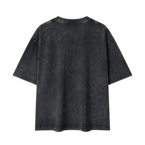 Camisetas Personalizadas de Algodón de 180 g/m² con Lavado Ácido y Efecto Desgastado para Hombre y Mujer, Camiseta de Cuello Redondo Personalizada para Hip Hop - Product Image 4