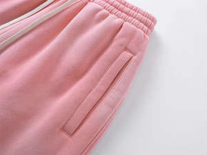 Pantalon de jogging unisexe en polaire à jambe large, taille élastique avec cordon de serrage, doux et chaud pour l'hiver, couleur personnalisable, vente en gros - Product Image 5