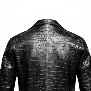 Chaqueta de Cuero Personalizada con Grabado Python para Hombre, Piel de Vacuno Genuina, Estilo Motero de Lujo, Servicio de Muestras de Fábrica OEM ODM Disponible - Product Image 2