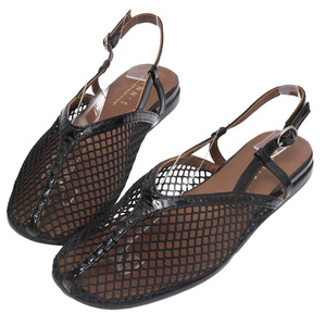 Ann'S Women Mesh Slingback Flat Shoes Square Black <b>Toe</b> Breathable Mary Jane Flats Summer Casual Shoes - Product Image 1