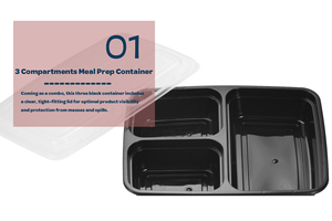 Rectangular Microwaveable Container with Lid 3-compartment,BPA Free Reusable & Recyclable Freezer Safe Microwave Safe Dishwashe - Product Image 2