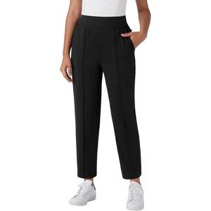 2025 pantalons de bureau d'affaires pour femmes taille haute élastique jambe droite conception de cheville avec poches lavage coloré - Product Image 1