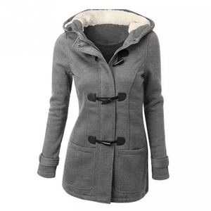 Women Slim Fit Toggle Duffle <b>Coat</b> Sherpa <b>Lined</b> Hooded Winter Jacket Casual Fleece Warm Tailored Ladies Outerwear - Product Image 1