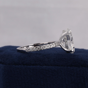 Oval Cut Diamond Engagement Ring White Gold Pave Setting Classic Women's Fine Jewelry - Product Image 5