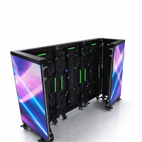 Cabina de DJ Plegable con Pantalla LED, Portátil con Ruedas, Cabina de DJ Curva con Pantalla LED Móvil para Fondo de Escenario, Promoción de Bares