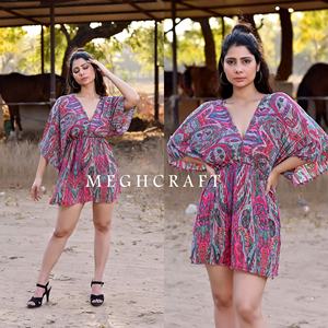 Vestido Maxi de Verano 2026 Estilo Bohemio para Mujer, Cintura Imperio, Manga Corta, Estilo Indio - Venta al Por Mayor - Product Image 4