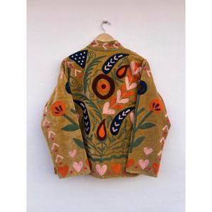 เสื้อแจ็คเก็ตกำมะหยี่ปักลายซูซานี ผ้าฝ้ายสำหรับฤดูใบไม้ร่วง สไตล์วาร์ซิตี้ เสื้อคลุมสำหรับงานเทศกาล ของขวัญสำหรับเธอ - Product Image 4