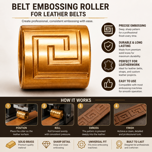 Belt Embossing Roller for <b>Leather</b> Belts | Solid Brass <b>Leather</b> Pattern Embossing Wheel | Professional Leathercraft <b>Tool</b> for DIY - Product Image 5